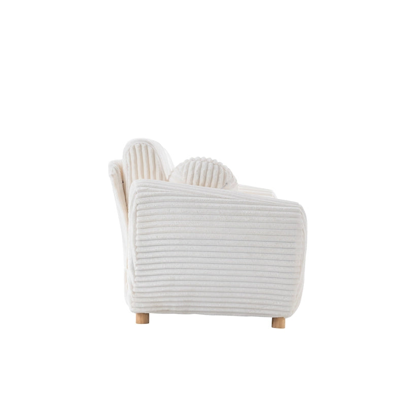 84.4 Corduroy 3-Seater Sofa with Solid Wood Frame, Comfortable Cushions