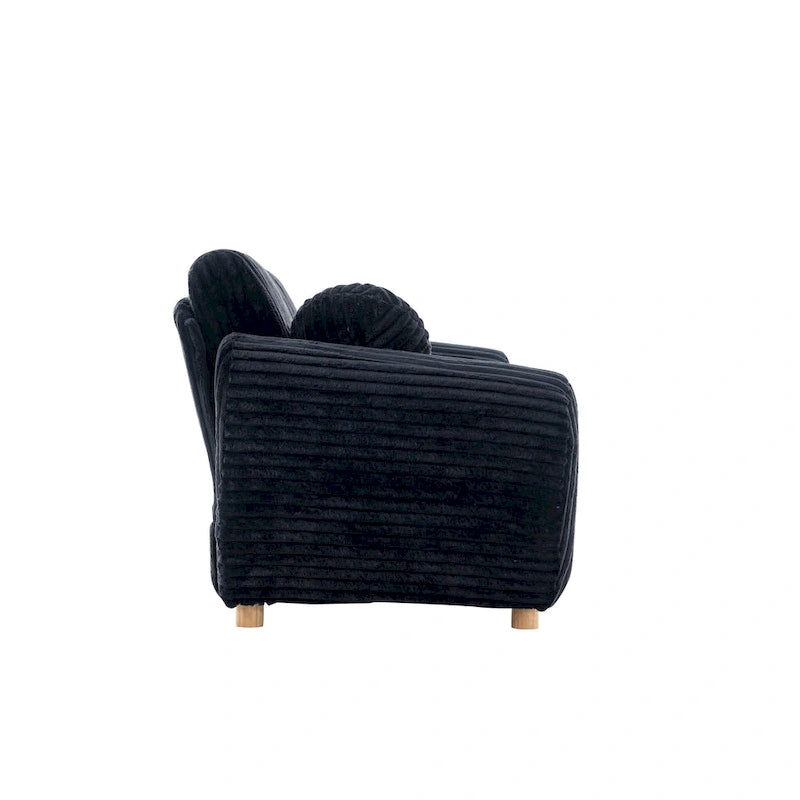 84.4 Corduroy 3-Seater Sofa with Solid Wood Frame, Comfortable Cushions