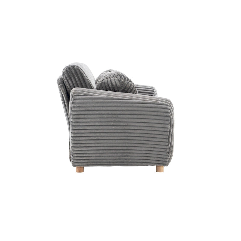 84.4 Corduroy 3-Seater Sofa with Solid Wood Frame, Comfortable Cushions