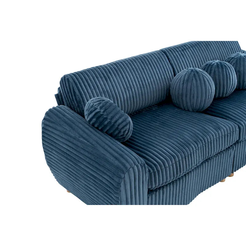 84.4 Corduroy 3-Seater Sofa with Solid Wood Frame, Comfortable Cushions