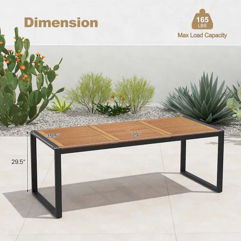 Acacia Wood 8-Person Outdoor Patio Dining Table with Umbrella Hole