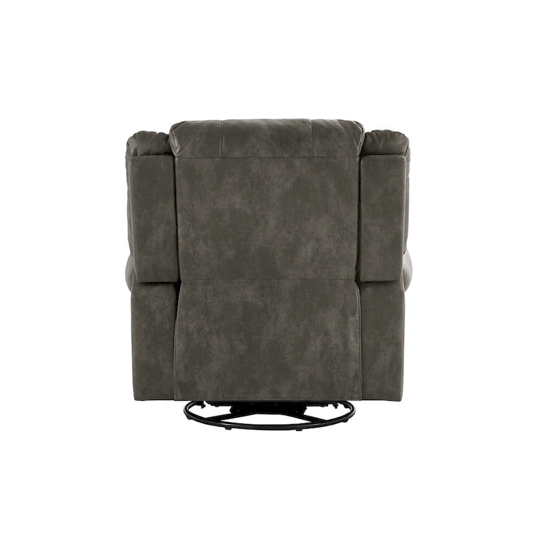 Microfiber Swivel Glider Recliner with Nailhead Trim and Rolled Arms