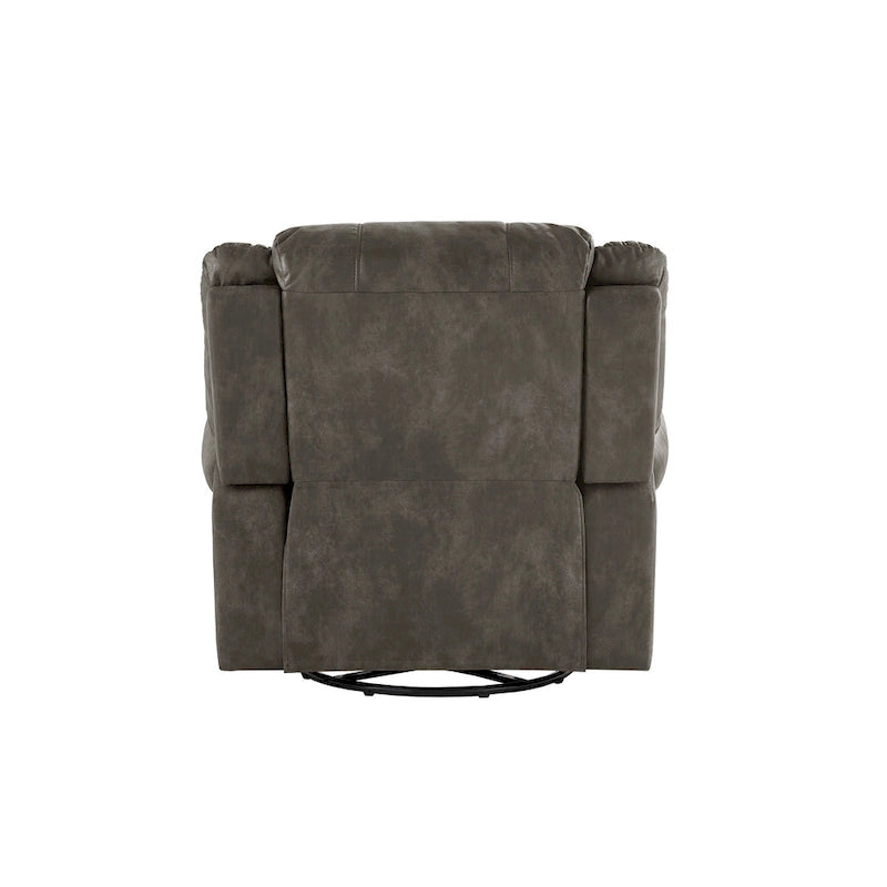 Microfiber Swivel Glider Recliner with Nailhead Trim and Rolled Arms