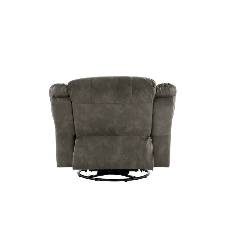 Microfiber Swivel Glider Recliner with Nailhead Trim and Rolled Arms