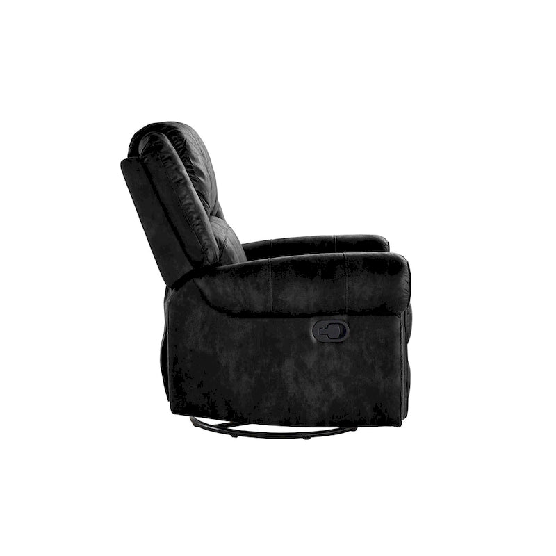Microfiber Swivel Glider Recliner with Nailhead Trim and Rolled Arms