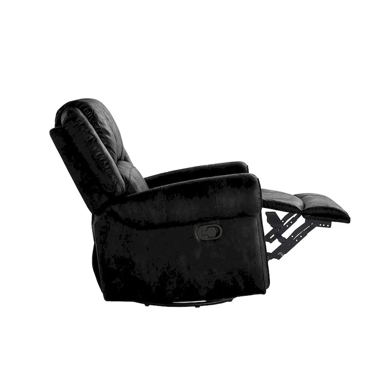 Microfiber Swivel Glider Recliner with Nailhead Trim and Rolled Arms