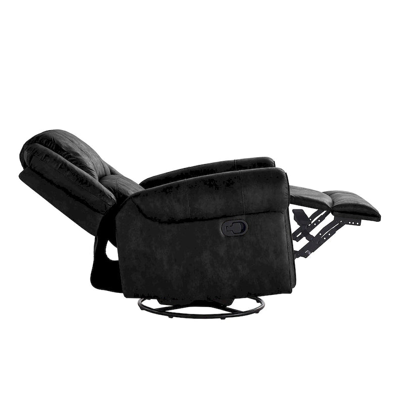 Microfiber Swivel Glider Recliner with Nailhead Trim and Rolled Arms