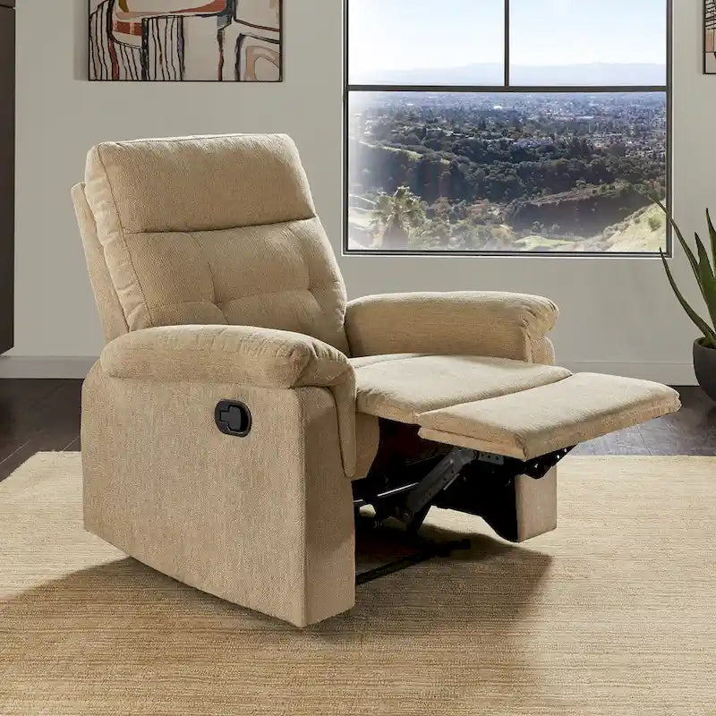 Chenille Fabric Manual Recliner Chair with Padded Chaise | 33.75" W × 36.5" D × 39.5" H