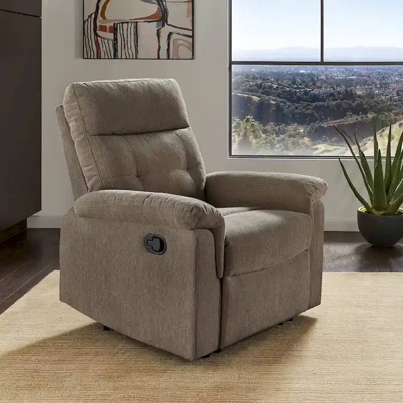 Chenille Fabric Manual Recliner Chair with Padded Chaise | 33.75" W × 36.5" D × 39.5" H