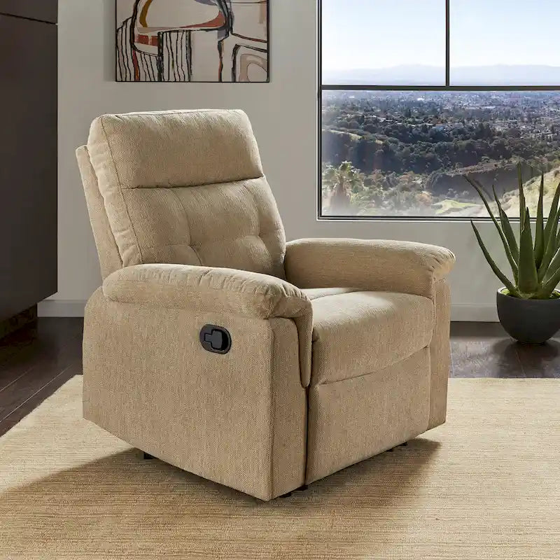 Chenille Fabric Manual Recliner Chair with Padded Chaise | 33.75" W × 36.5" D × 39.5" H
