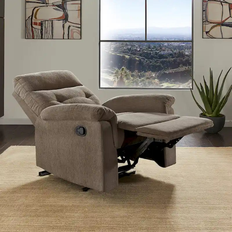 Chenille Fabric Manual Recliner Chair with Padded Chaise | 33.75" W × 36.5" D × 39.5" H