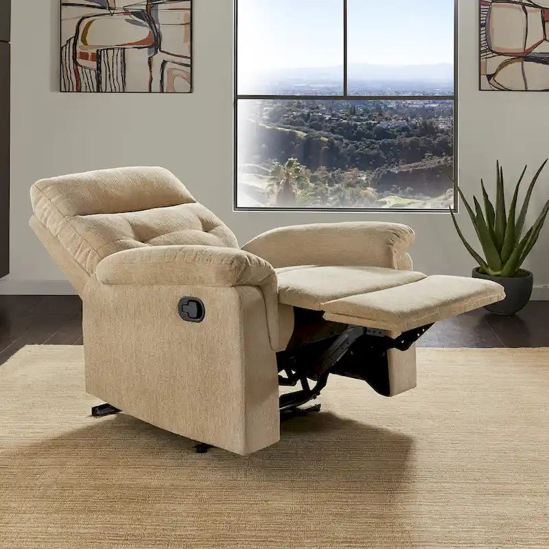Chenille Fabric Manual Recliner Chair with Padded Chaise | 33.75" W × 36.5" D × 39.5" H
