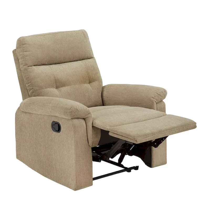 Chenille Fabric Manual Recliner Chair with Padded Chaise | 33.75" W × 36.5" D × 39.5" H