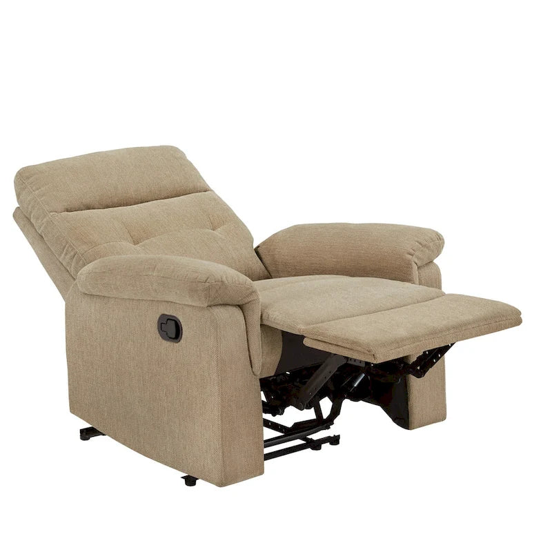 Chenille Fabric Manual Recliner Chair with Padded Chaise | 33.75" W × 36.5" D × 39.5" H