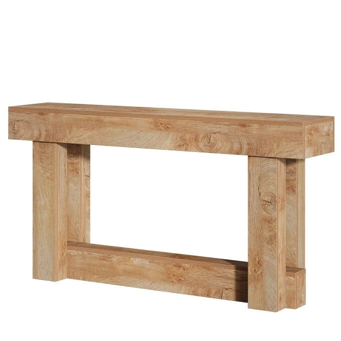 Farmhouse Wood Console Table with 2-Tier Shelf