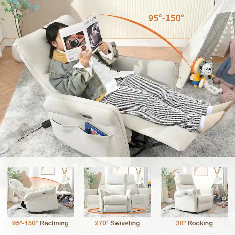 270 Swivel Rocker Power Recliner with USB Ports
