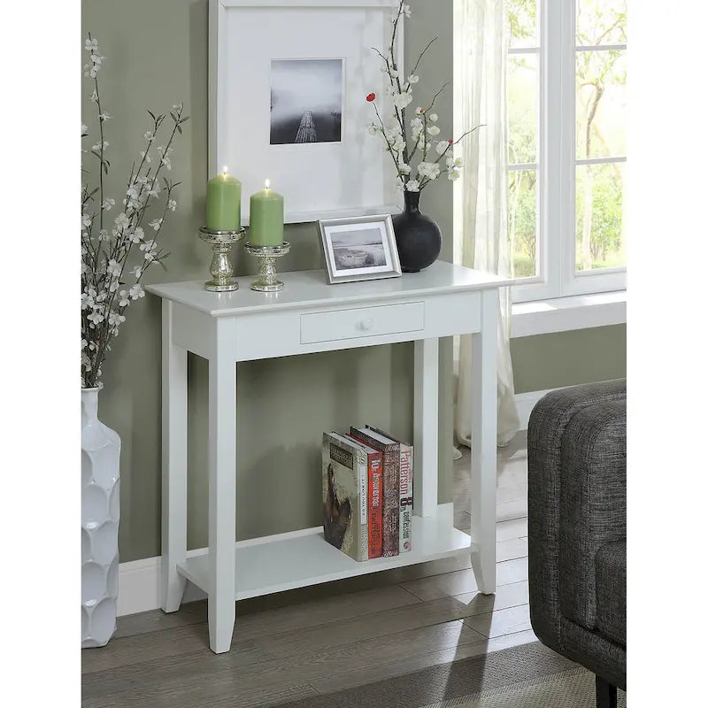 Hall Table with 1 Drawer and 2-Tier Shelving | Entryway Console Table