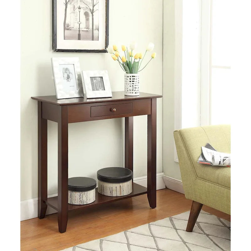 Hall Table with 1 Drawer and 2-Tier Shelving | Entryway Console Table
