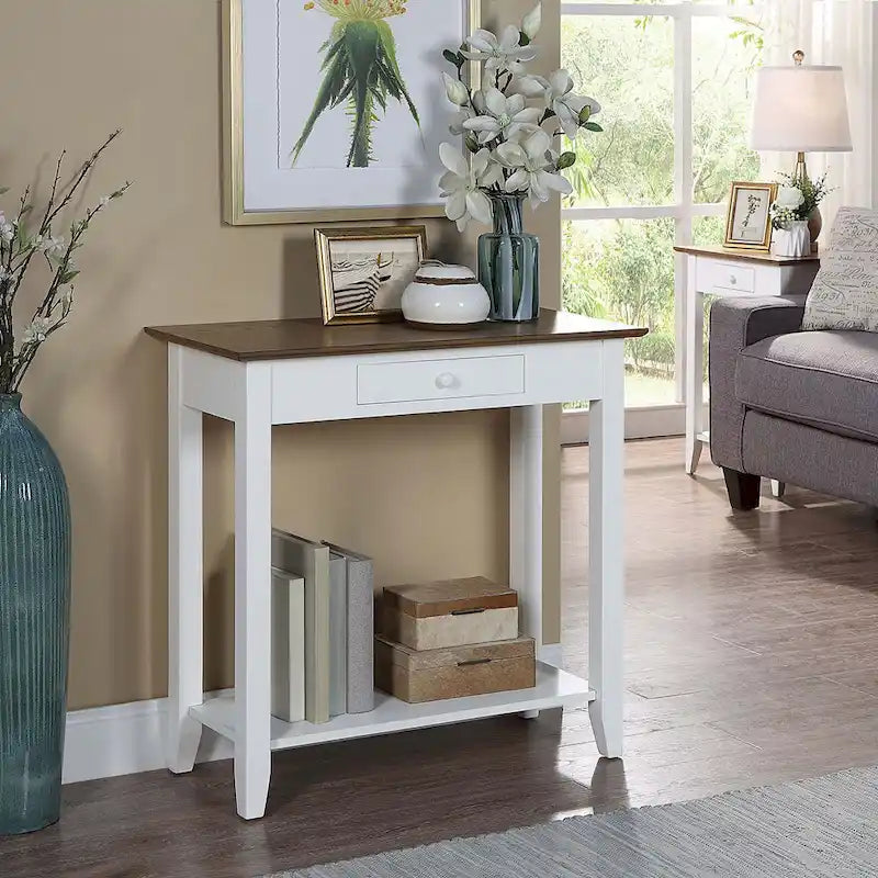 Hall Table with 1 Drawer and 2-Tier Shelving | Entryway Console Table