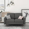European Style Linen Fabric Loveseat with Tapered Legs