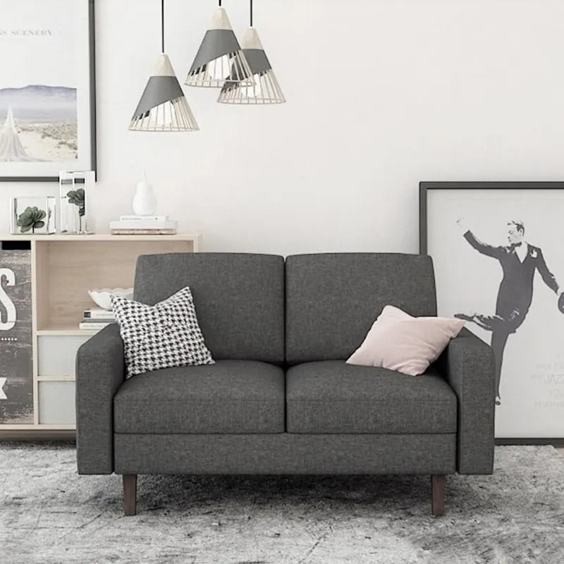 European Style Linen Fabric Loveseat with Tapered Legs