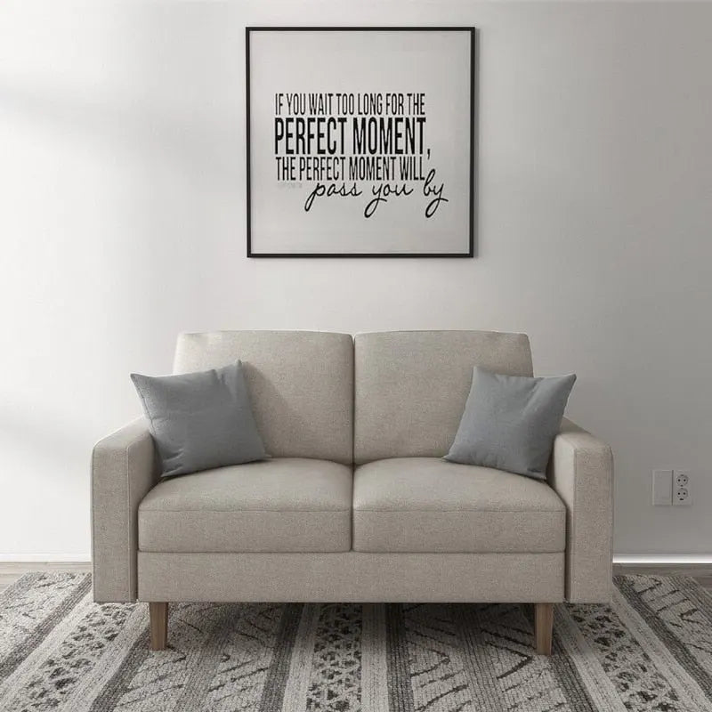 European Style Linen Fabric Loveseat with Tapered Legs