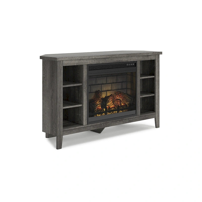 Corner TV Stand with Electric Fireplace Insert | 48" W × 15.75" D × 28.5" H