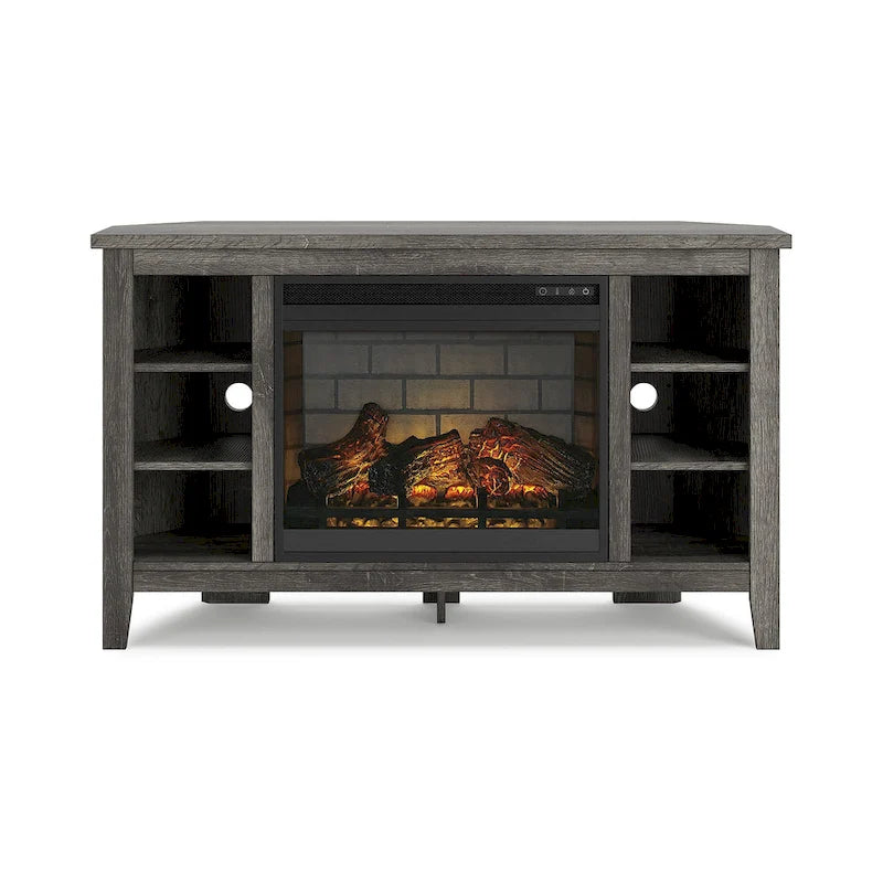 Corner TV Stand with Electric Fireplace Insert | 48" W × 15.75" D × 28.5" H