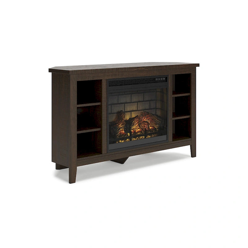 Corner TV Stand with Electric Fireplace Insert | 48" W × 15.75" D × 28.5" H