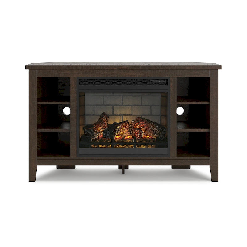 Corner TV Stand with Electric Fireplace Insert | 48" W × 15.75" D × 28.5" H