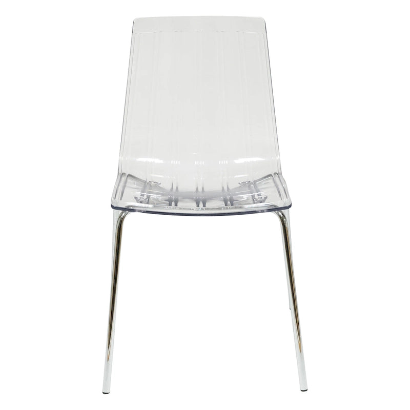 Transparent Acrylic Dining Chair with Chrome Legs | Modern Accent Side Chair