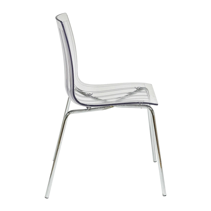 Transparent Acrylic Dining Chair with Chrome Legs | Modern Accent Side Chair