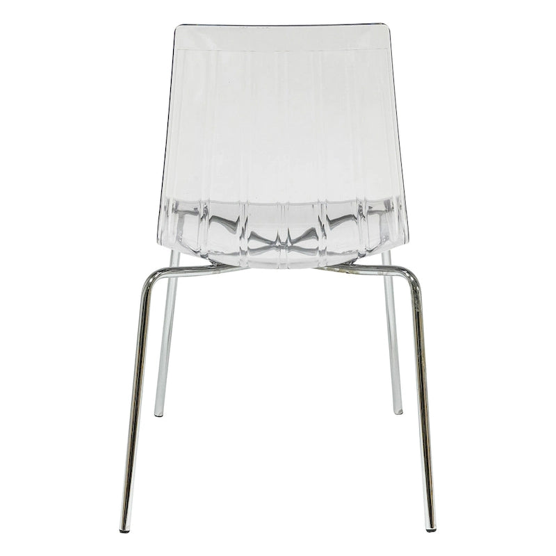 Transparent Acrylic Dining Chair with Chrome Legs | Modern Accent Side Chair