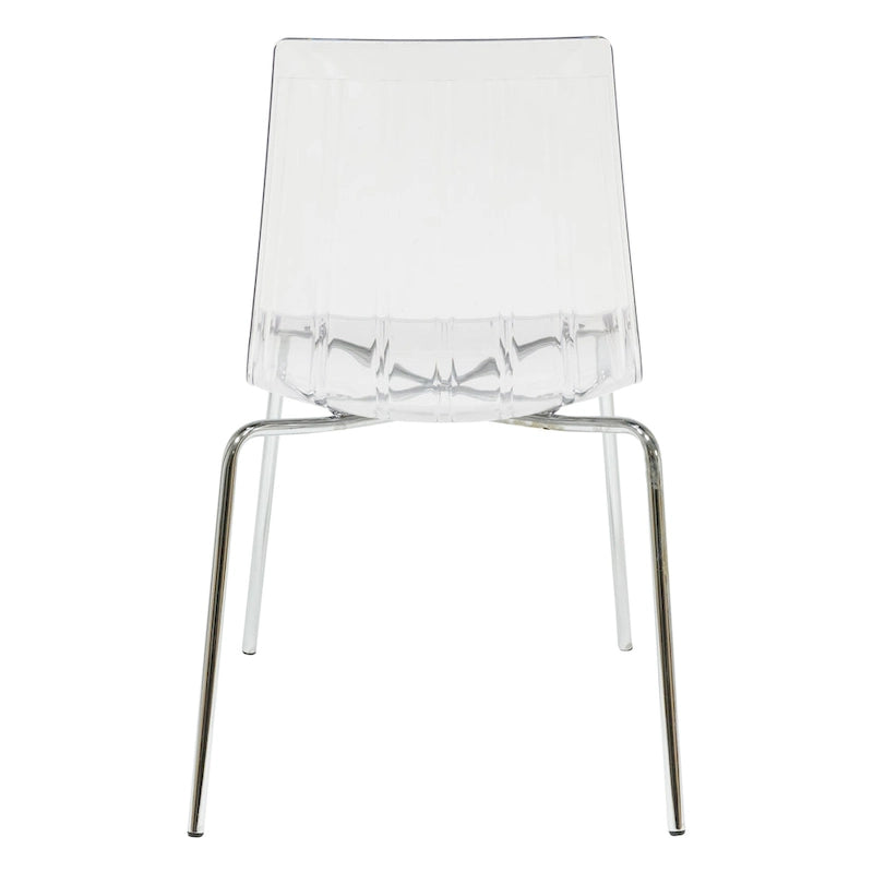 Transparent Acrylic Dining Chair with Chrome Legs | Modern Accent Side Chair