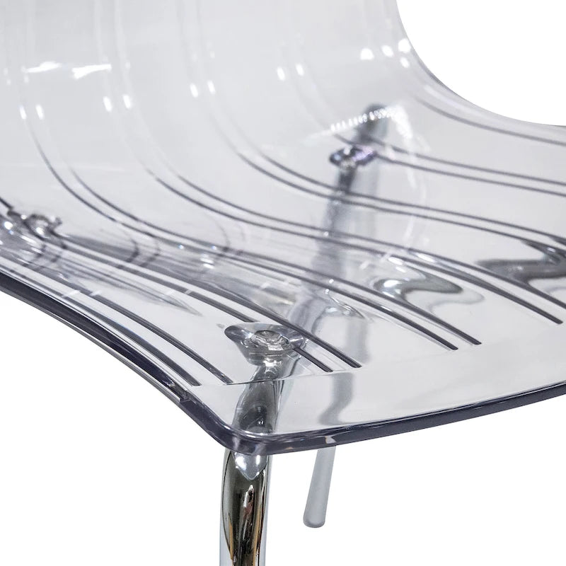 Transparent Acrylic Dining Chair with Chrome Legs | Modern Accent Side Chair