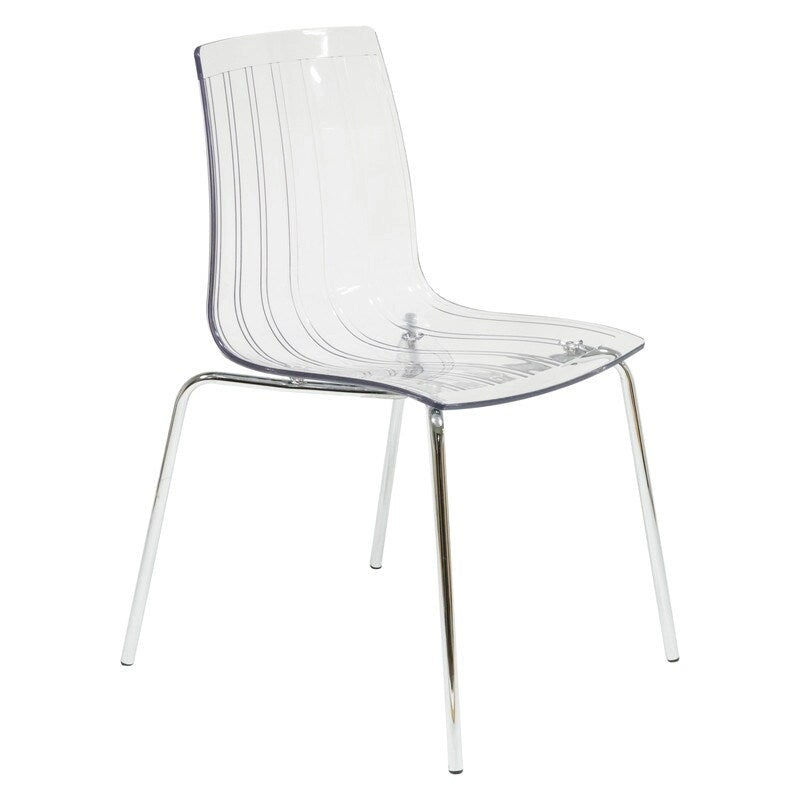 Transparent Acrylic Dining Chair with Chrome Legs | Modern Accent Side Chair