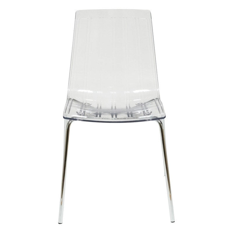 Transparent Acrylic Dining Chair with Chrome Legs | Modern Accent Side Chair