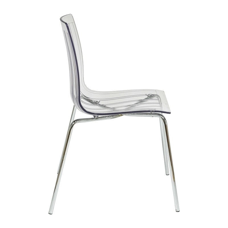 Transparent Acrylic Dining Chair with Chrome Legs | Modern Accent Side Chair