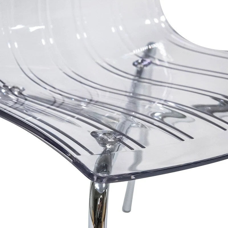 Transparent Acrylic Dining Chair with Chrome Legs | Modern Accent Side Chair