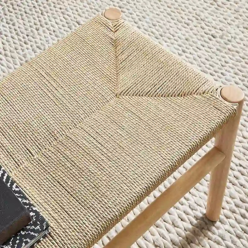 Solid Wood Bench with Rope Weave Seat