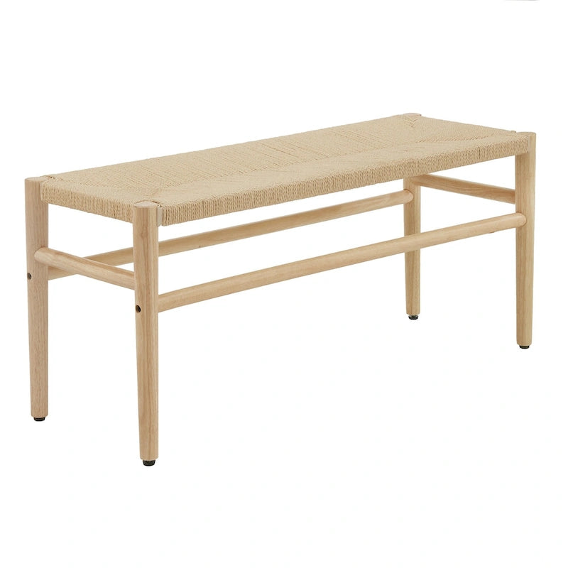 Solid Wood Bench with Rope Weave Seat