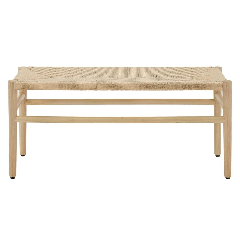 Solid Wood Bench with Rope Weave Seat