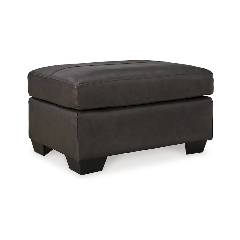 Leather and Faux Leather Upholstered Ottoman with Wood-Finish Legs