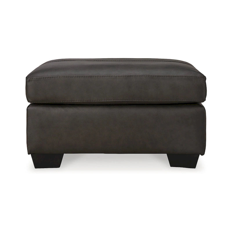 Leather and Faux Leather Upholstered Ottoman with Wood-Finish Legs