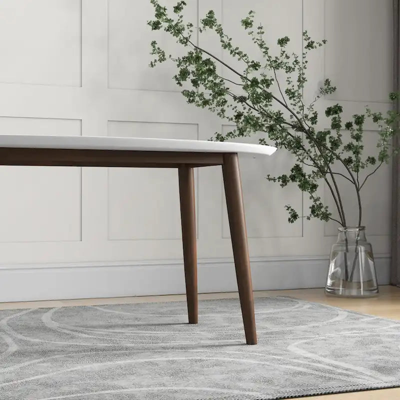 Mid-Century Modern Solid Wood Oval Dining Table with Splayed Tapered Legs