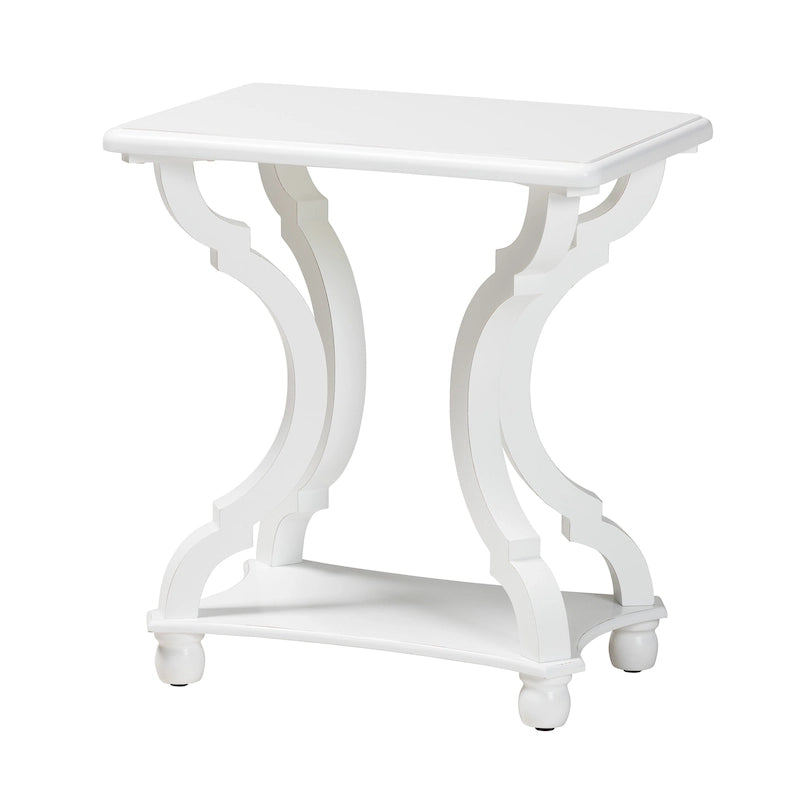 Traditional Wood End Table with Open Shelf