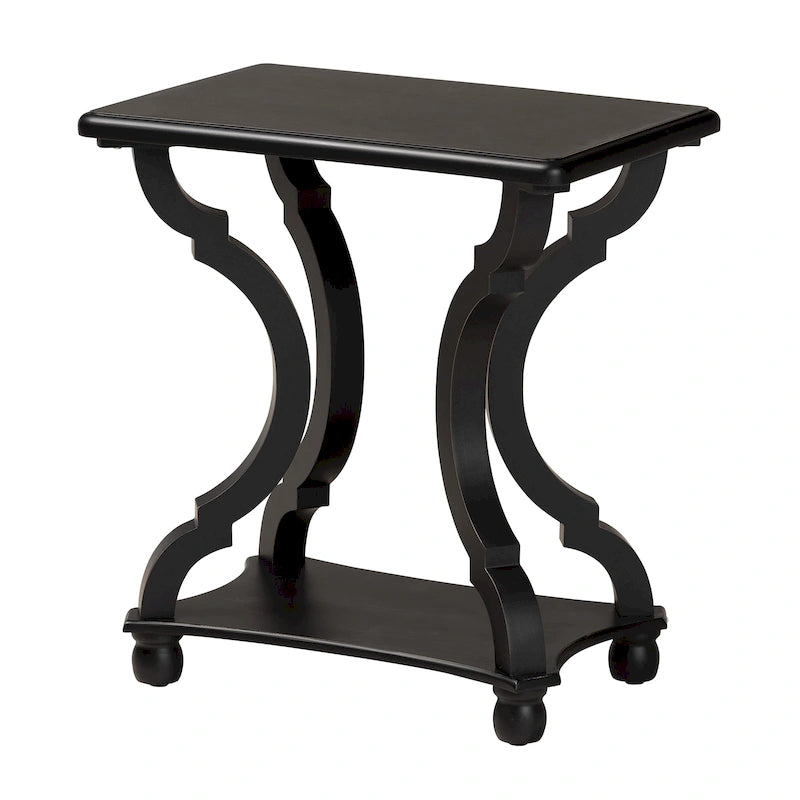 Table d'appoint en bois traditionnelle avec étagère ouverte