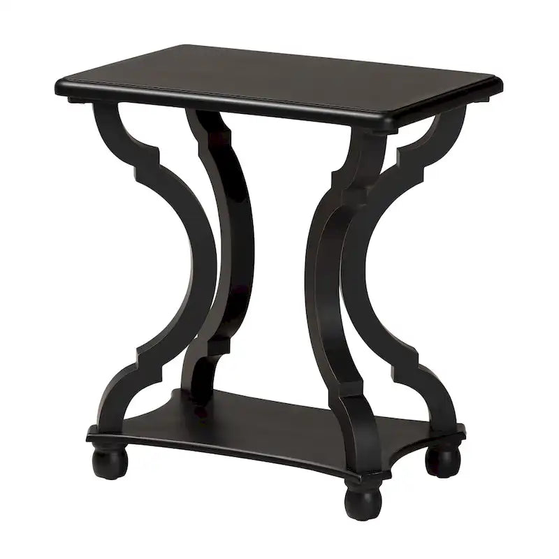Traditional Wood End Table with Open Shelf