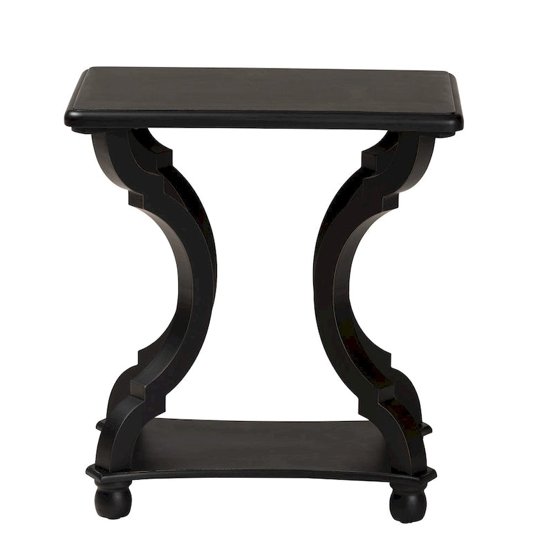 Traditional Wood End Table with Open Shelf