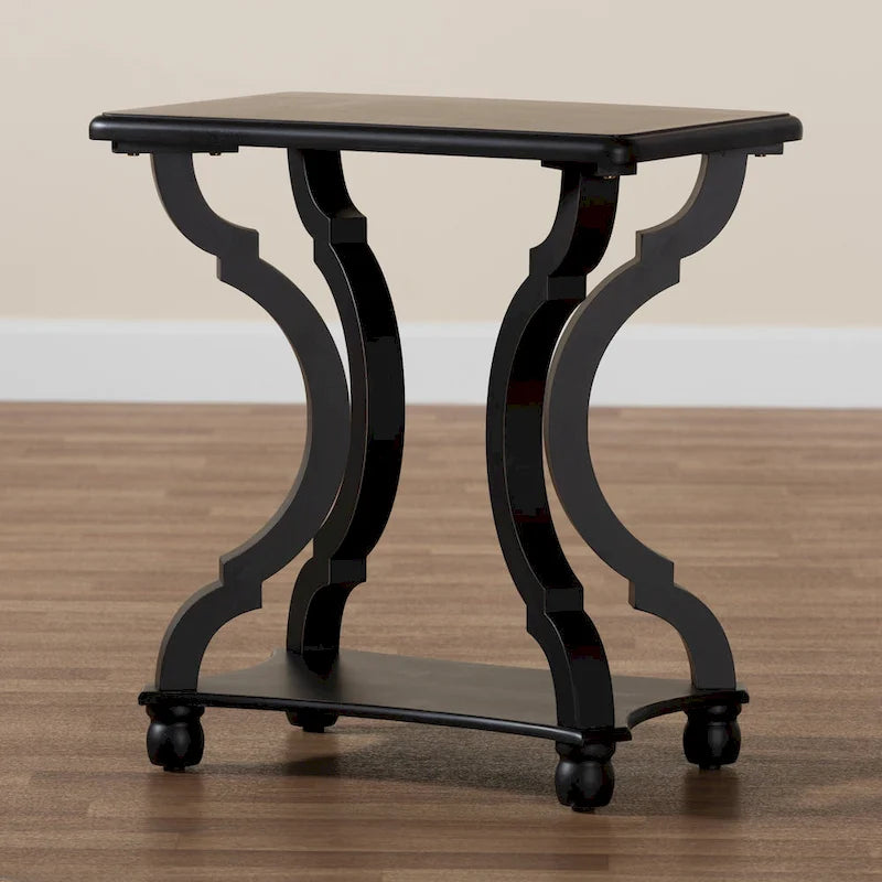 Traditional Wood End Table with Open Shelf